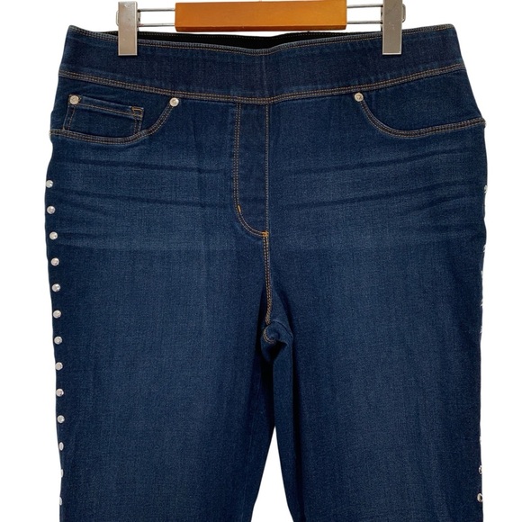 Nygard Slims Jeans Womens Large Blue Stretch High Rise Pull On Elastic Waist - Picture 2 of 7